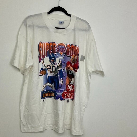 Vintage Super Bowl Pullover T-Shirt Short Sleeve Solid White Size XL - Picture 1 of 3